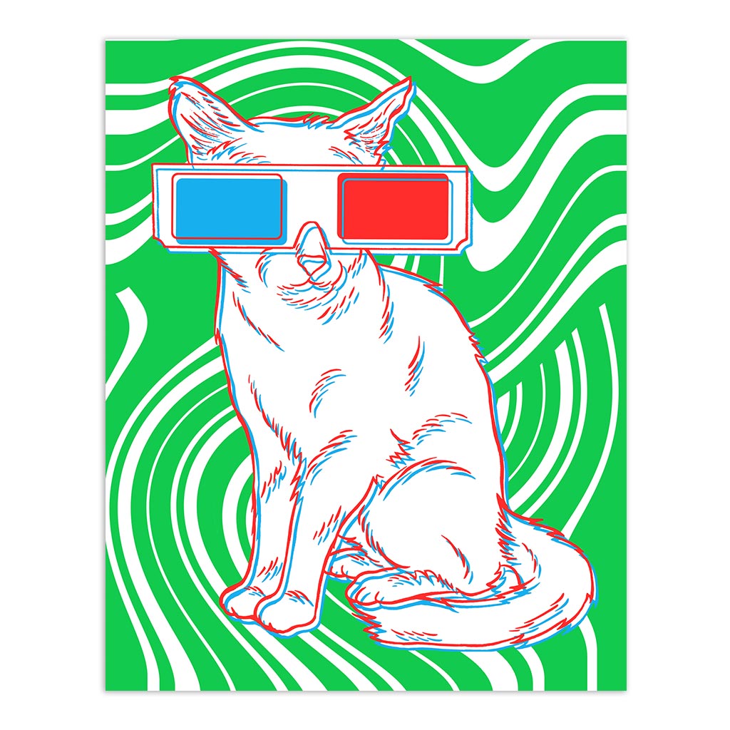 3D Glasses Cat - Print