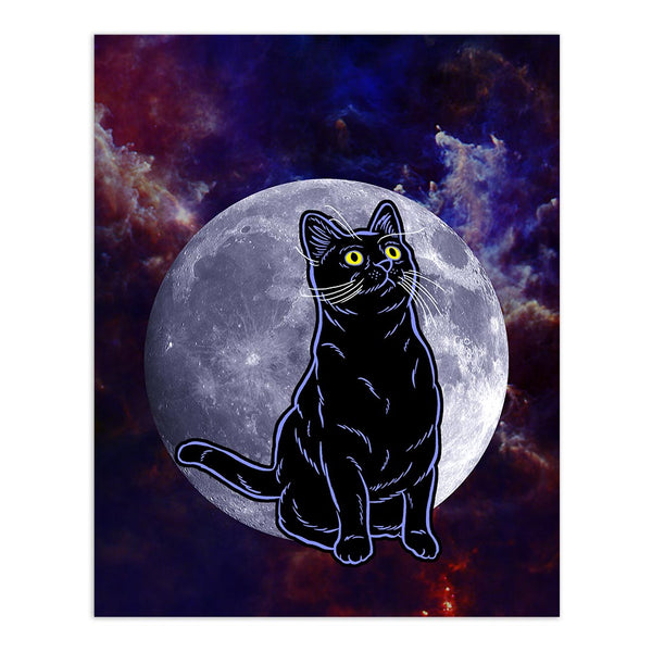 Black Cat and Moon' Art Print