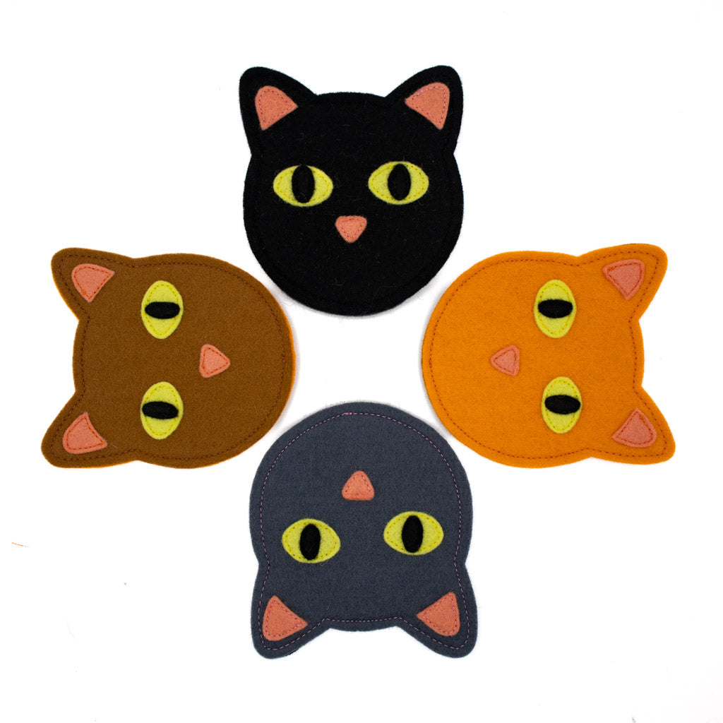 Simple Four Cats  - Felt Coaster Set