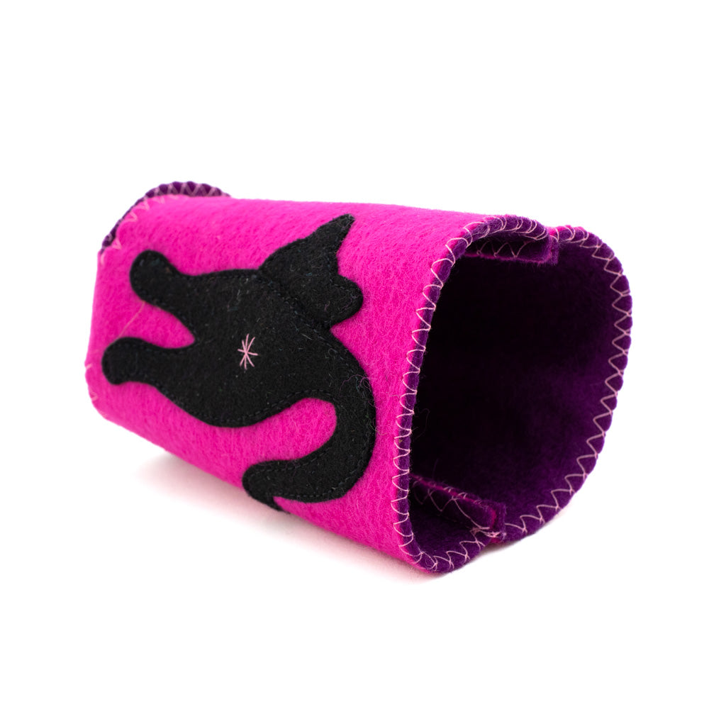 Hot Pink Black Cat Butt - Felt Coozy