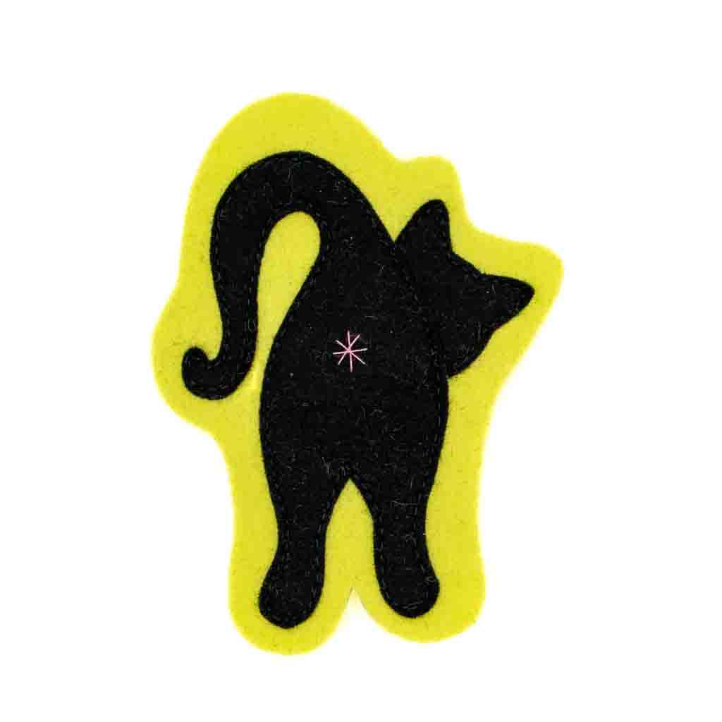 Lemon Black Cat Butt - Felt Magnet