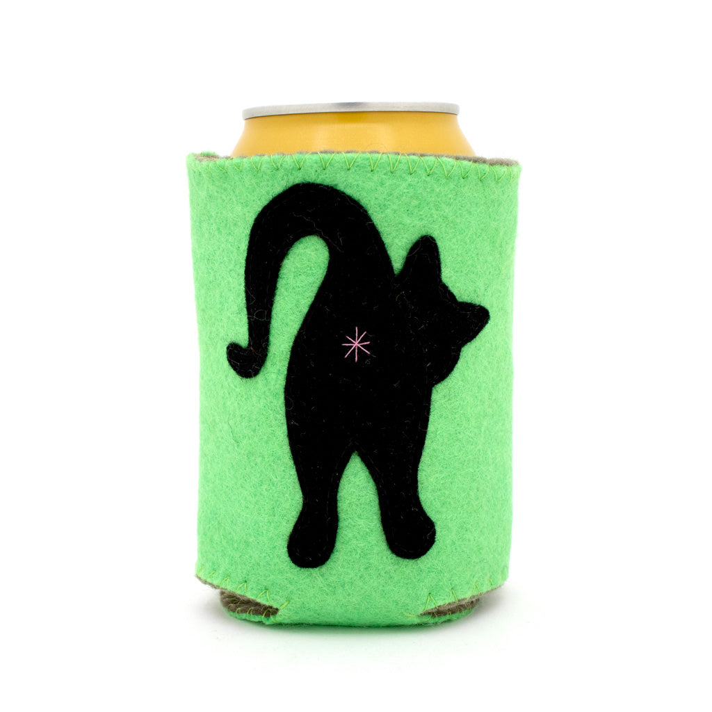 Mint Black Cat Butt - Felt Coozy