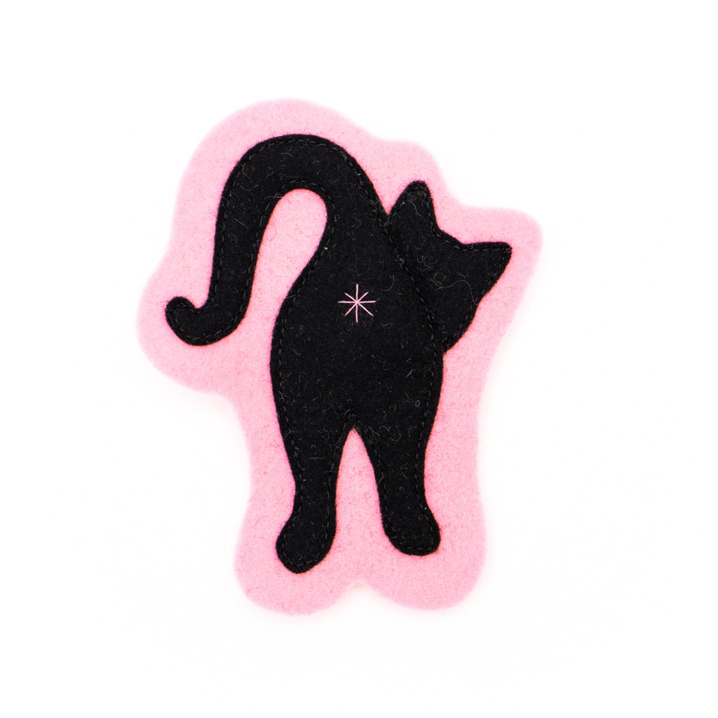 Pink Black Cat Butt - Felt Magnet
