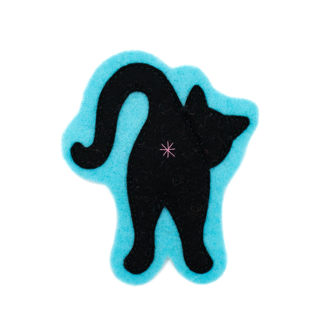 Turquoise/Black Cat Butt - Felt Magnet