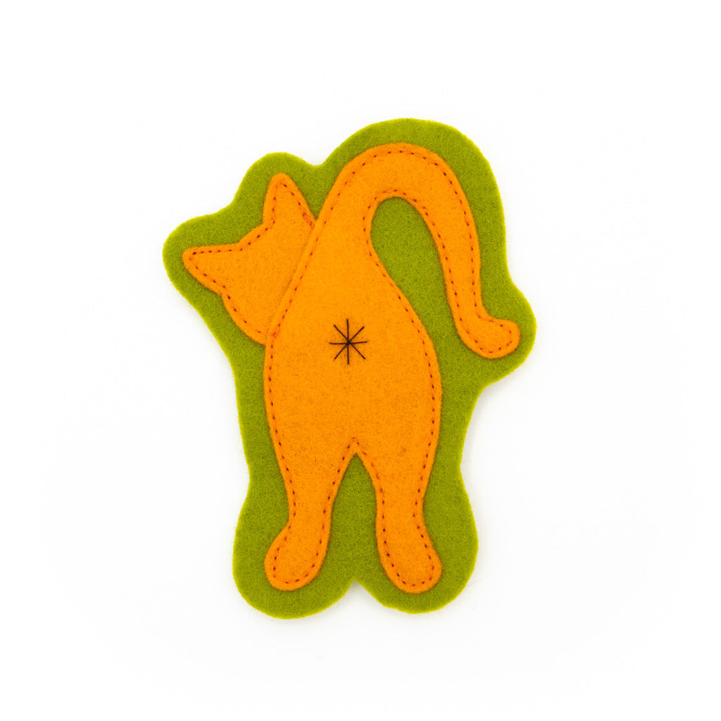 Olive Orange Cat Butt - Felt Magnet