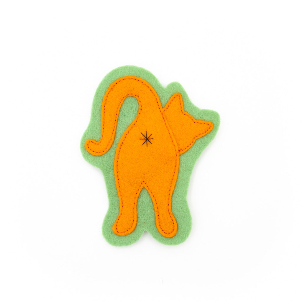 Orange/Sage Cat Butt -  Felt Magnet