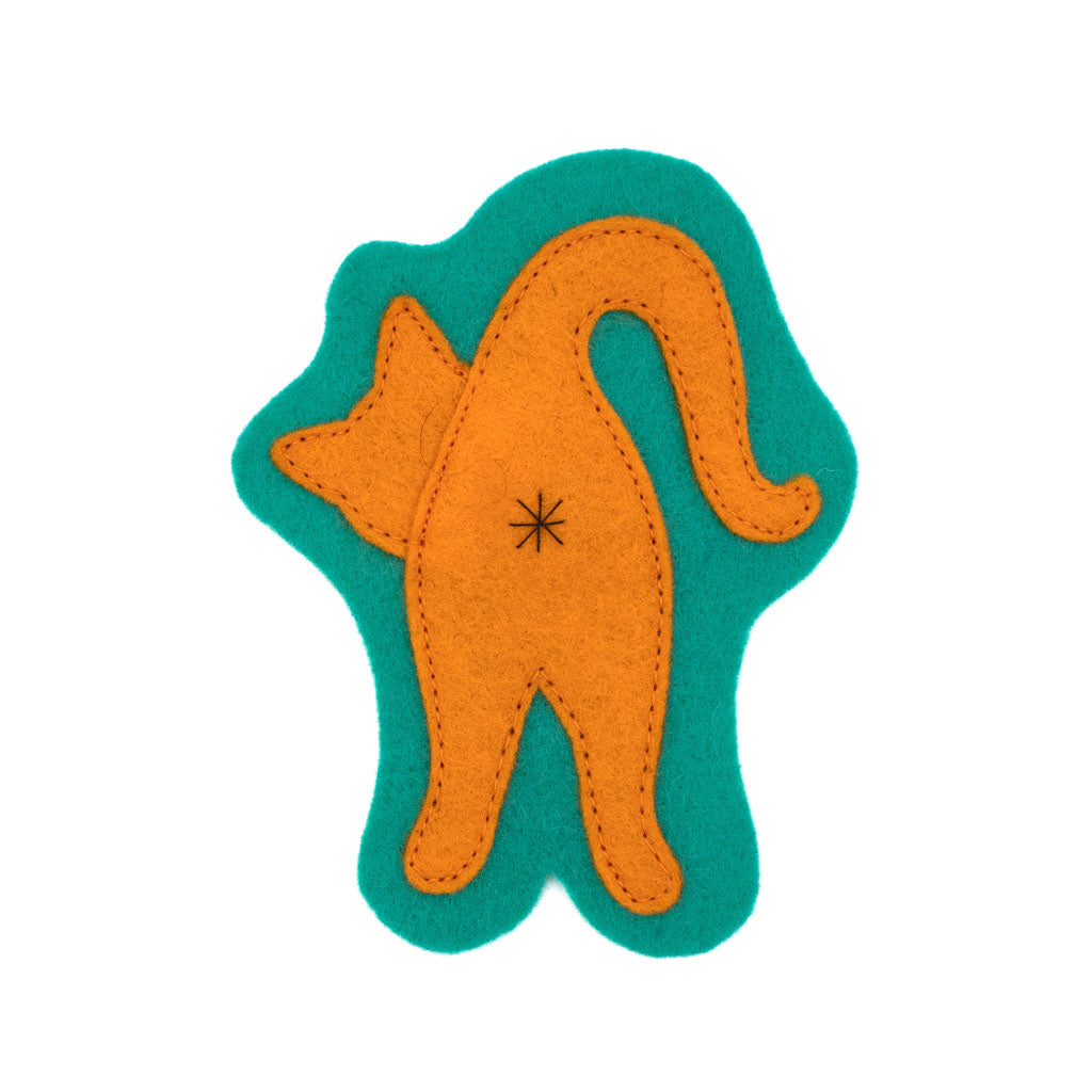 Teal/Orange Cat Butt - Felt Magnet