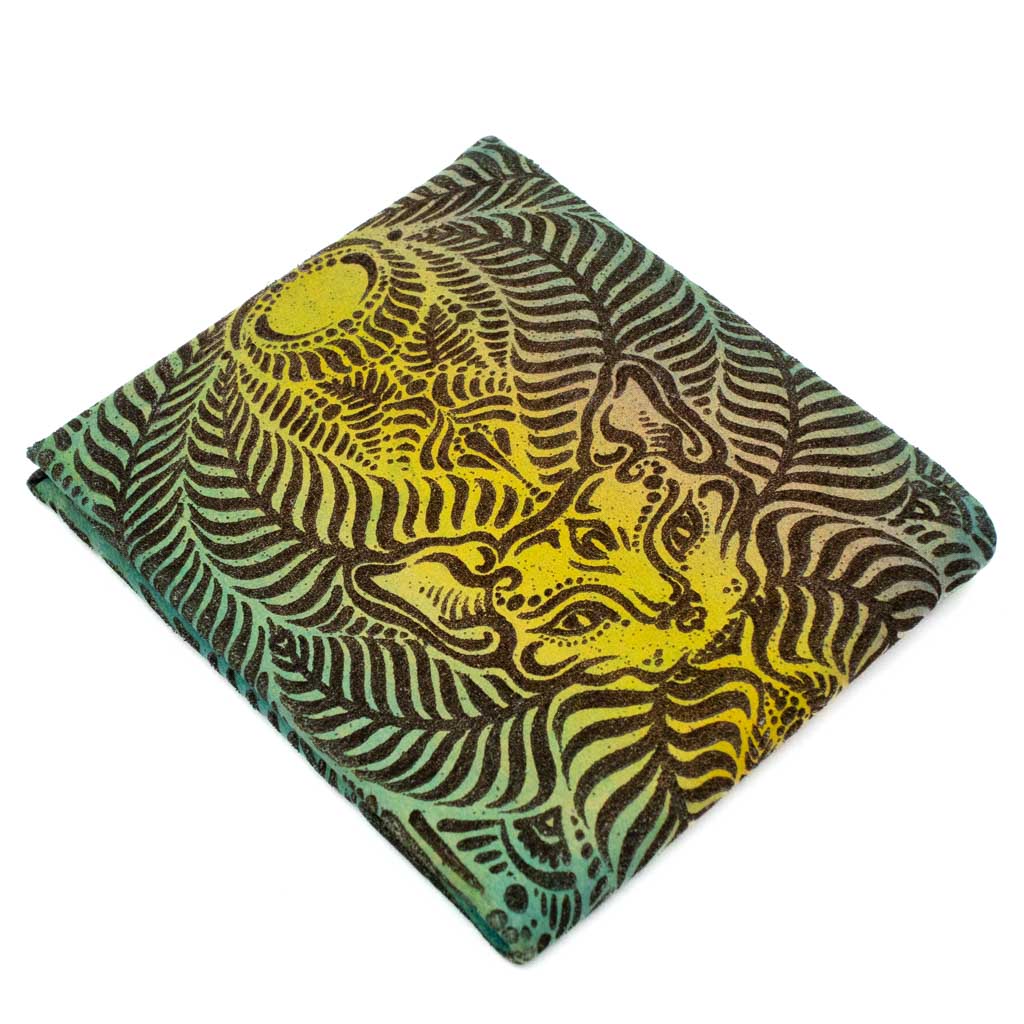 Origami Leather Wallet - AyahuasCat Teal/Yellow