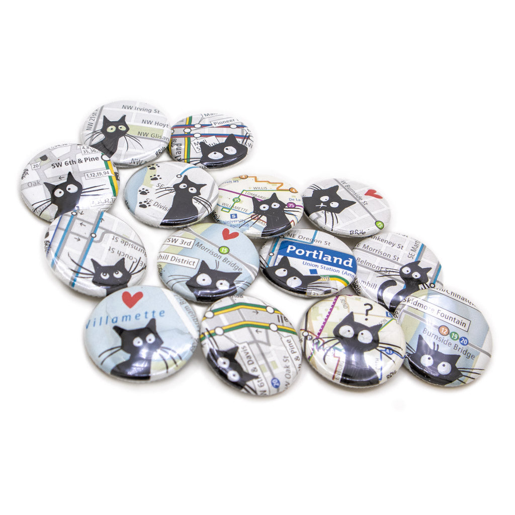 Hand Painted Cartoon Cat - Buttons