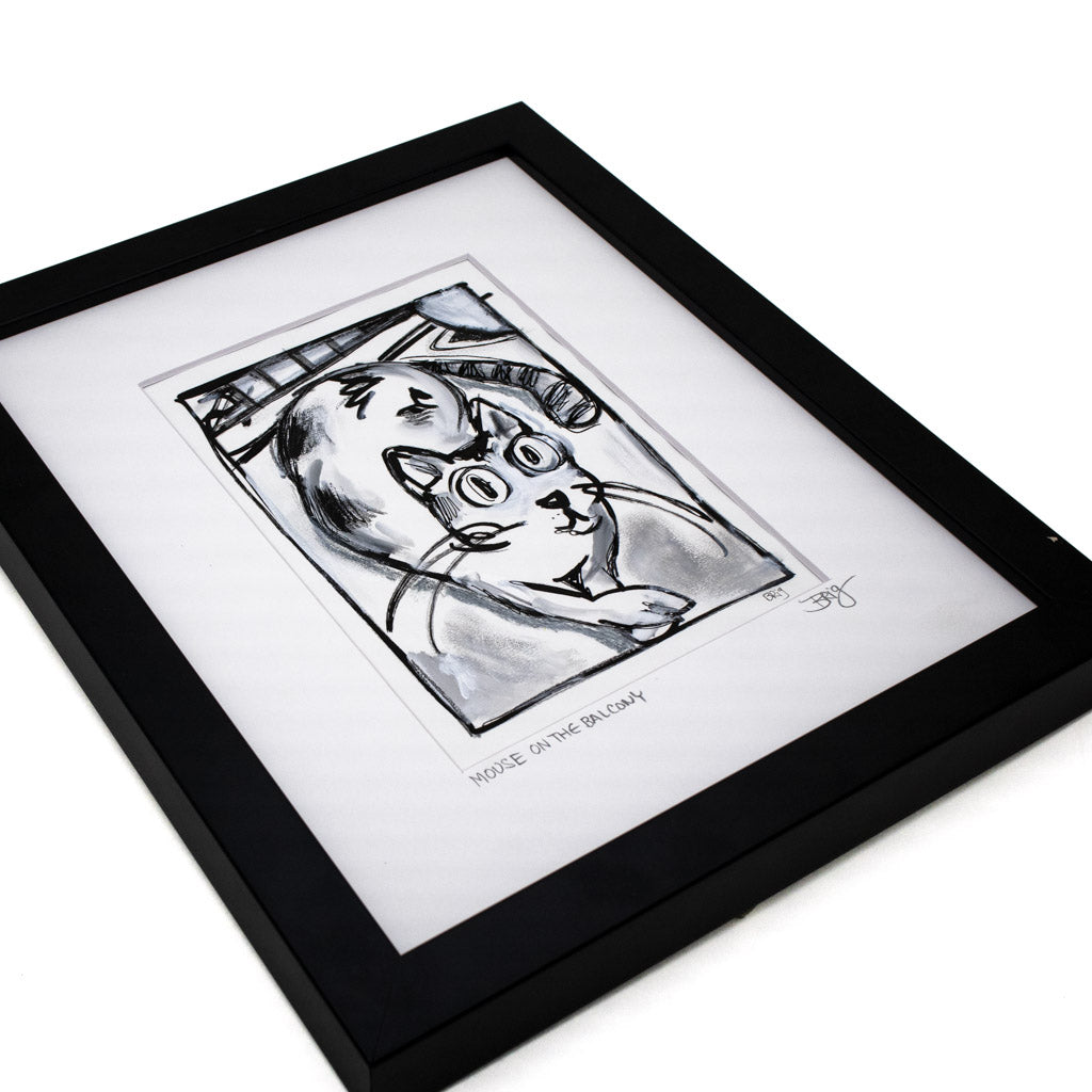 Mouse On The Balcony - Original Mixed-Media