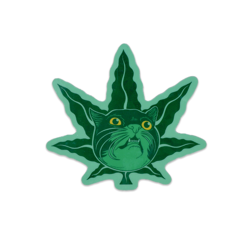 Pot Leaf Cat - Holographic Sticker