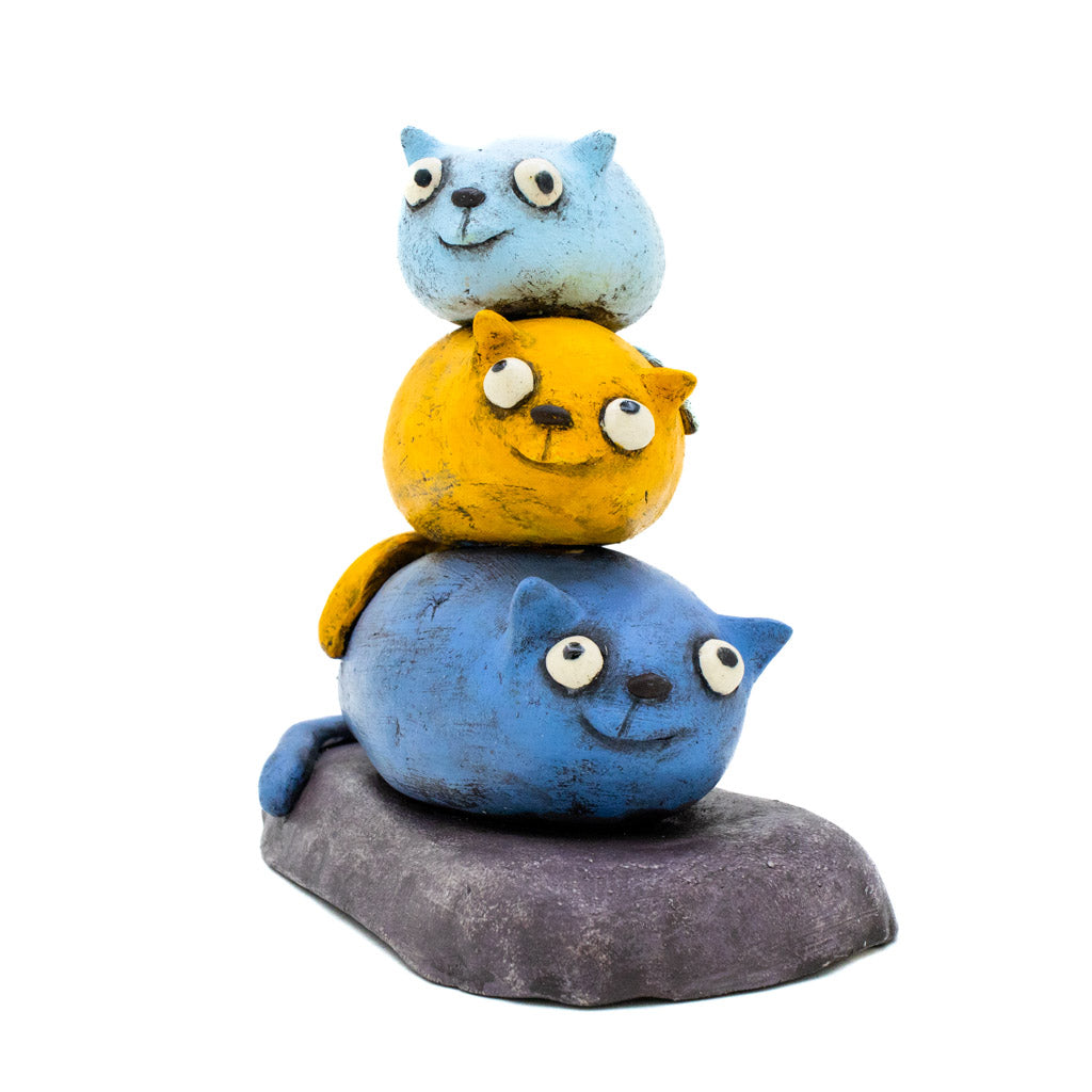 Cat Stack Blue - Original Ceramic