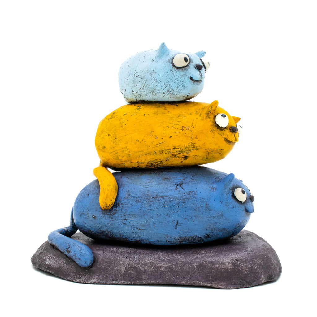 Cat Stack Blue - Original Ceramic