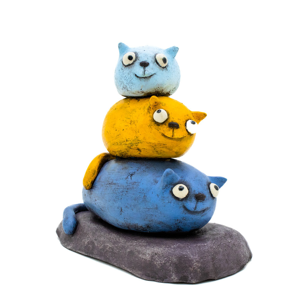 Cat Stack Blue - Original Ceramic