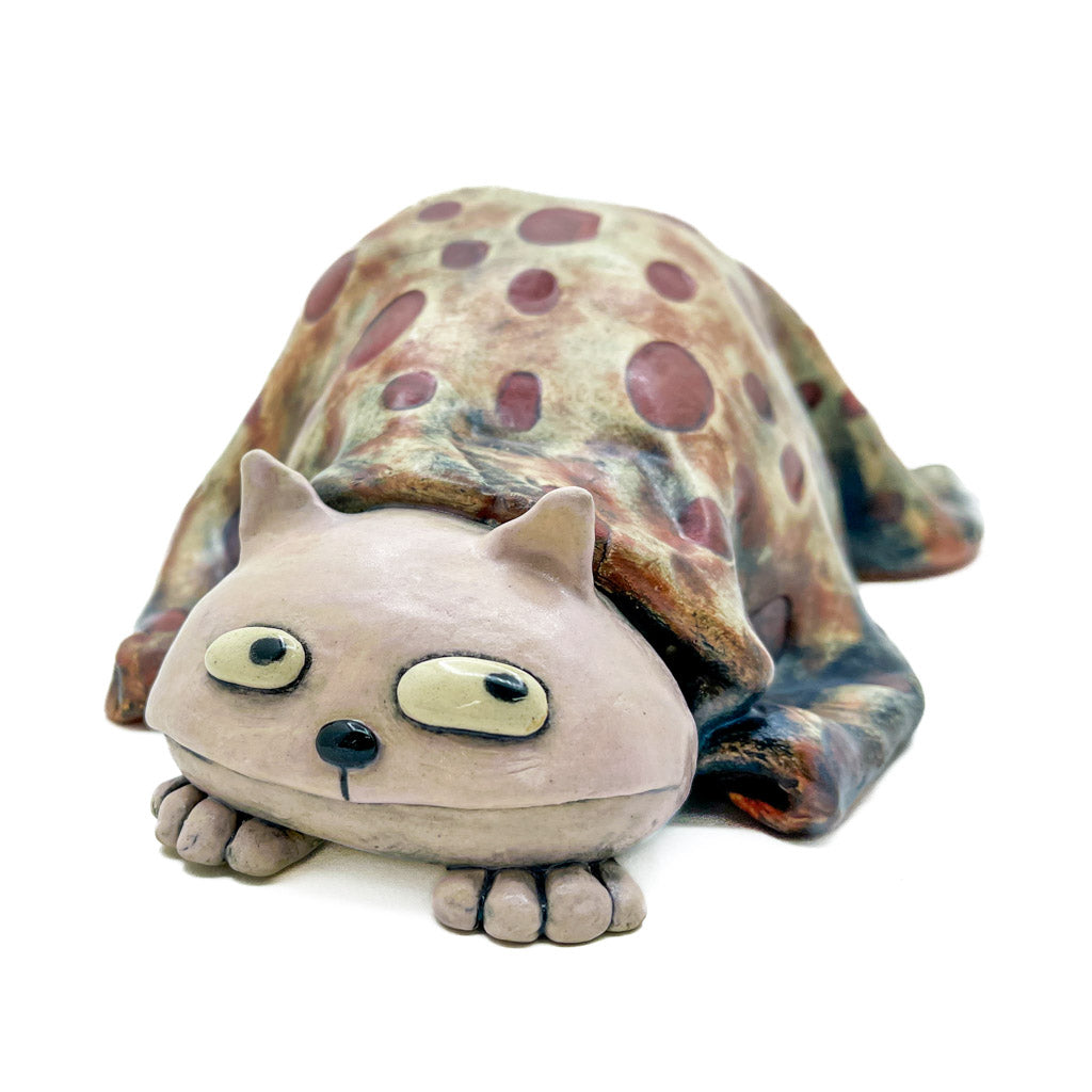 Shy Blanket Kitty - Ceramic Sculpture