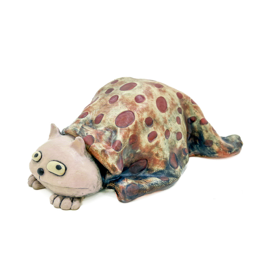 Shy Blanket Kitty - Ceramic Sculpture