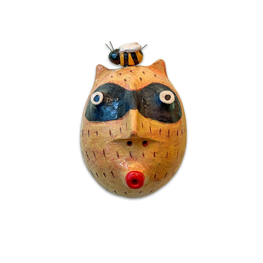 Bandit Cat & Bee - Round Head Terracotta Clay