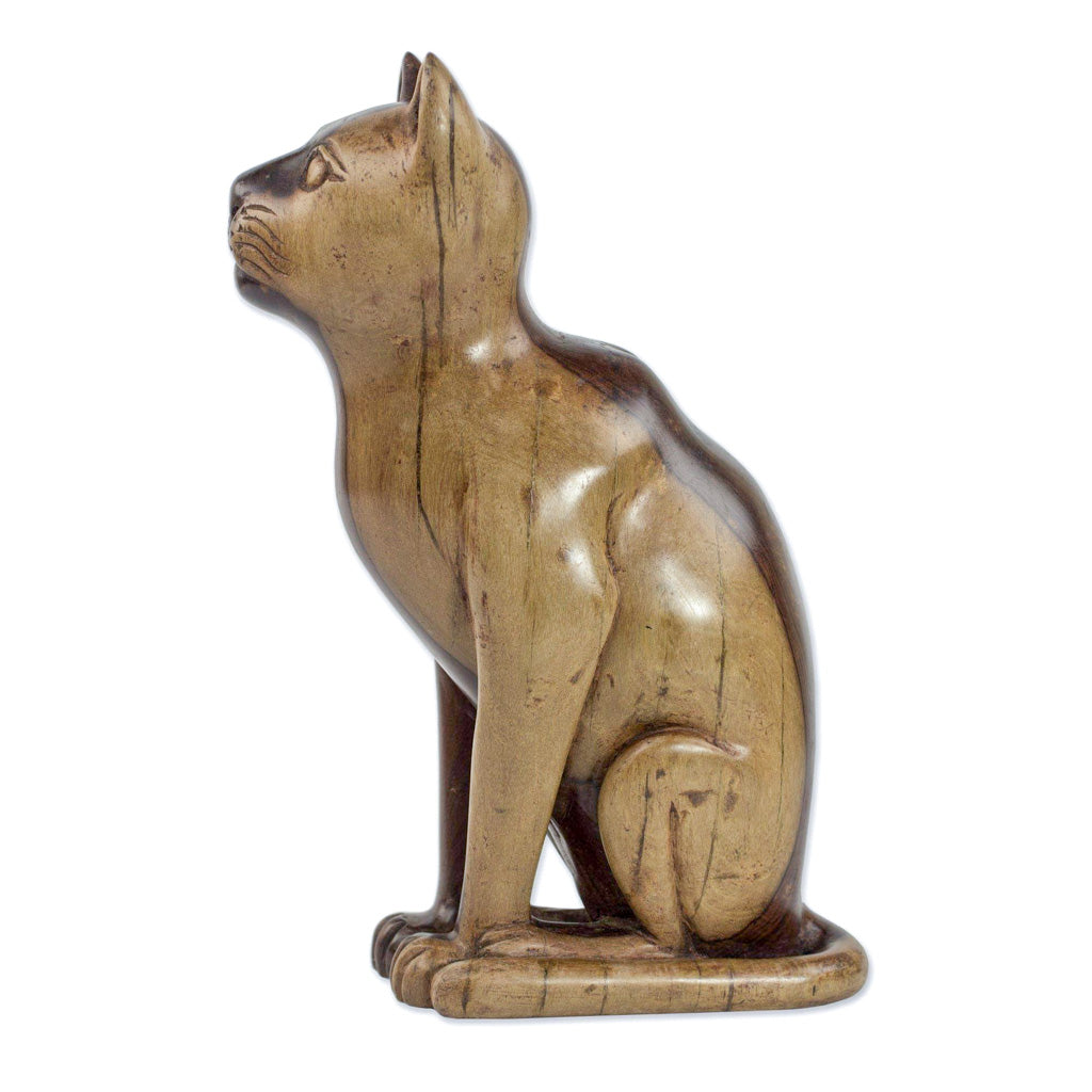 Cat Guadian - Ebony Wood Sculpture