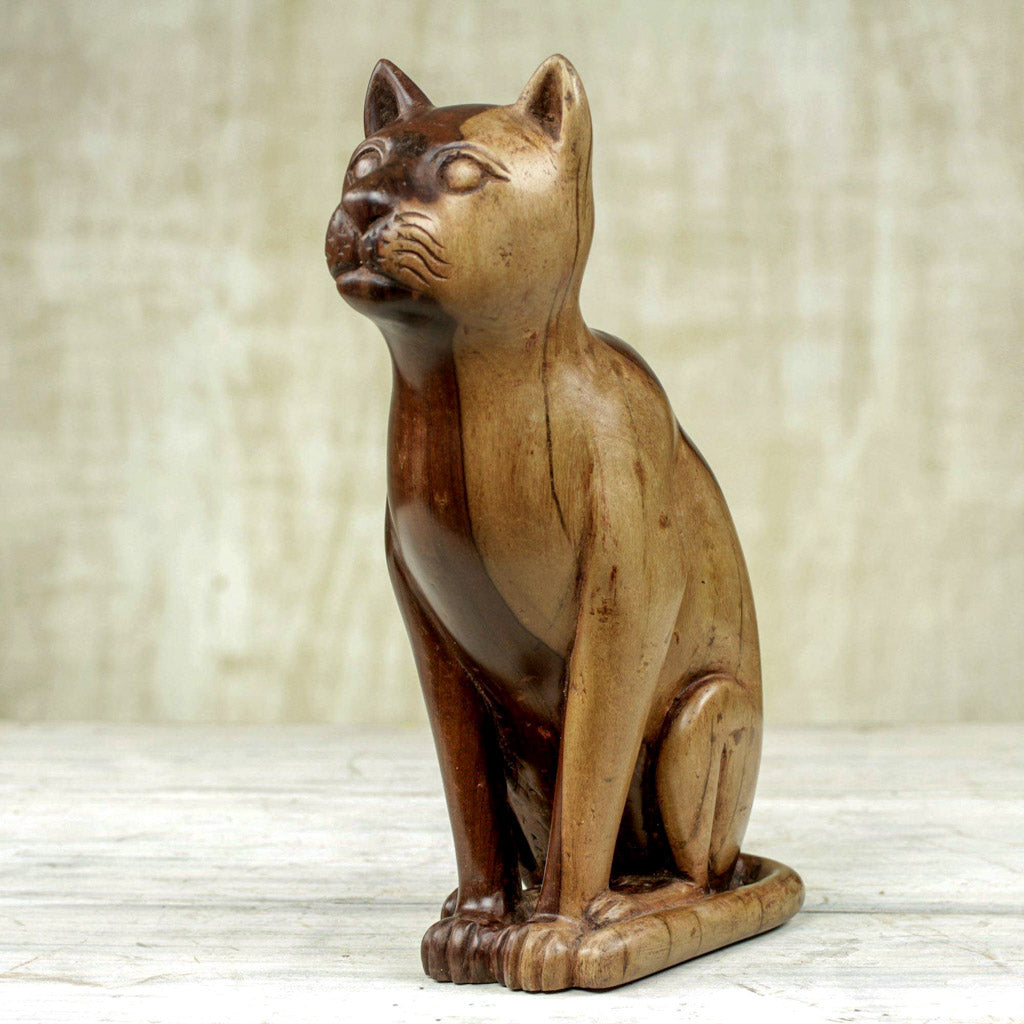 Cat Guadian - Ebony Wood Sculpture