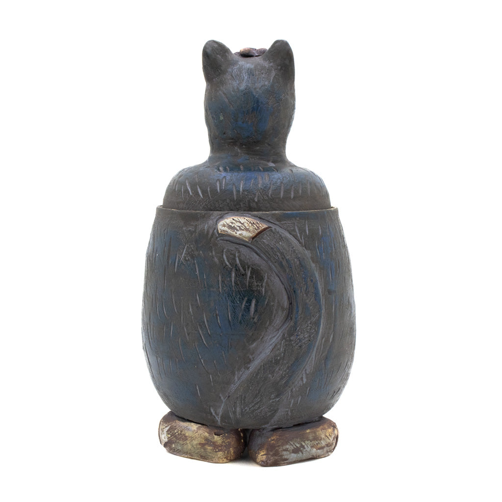 Light Blue Cat Jar - Handmade Ceramic