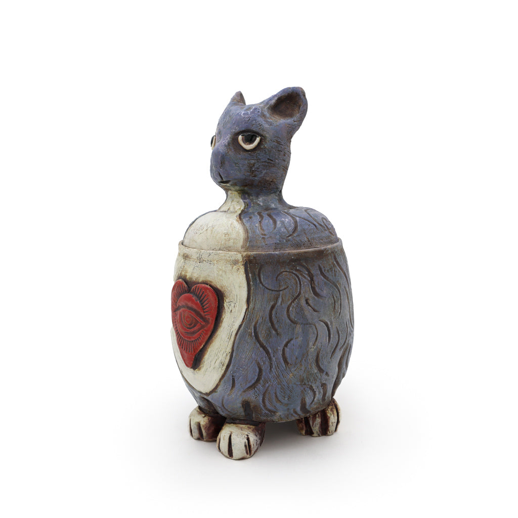 Handmade Ceramic Lavender Cat Jar