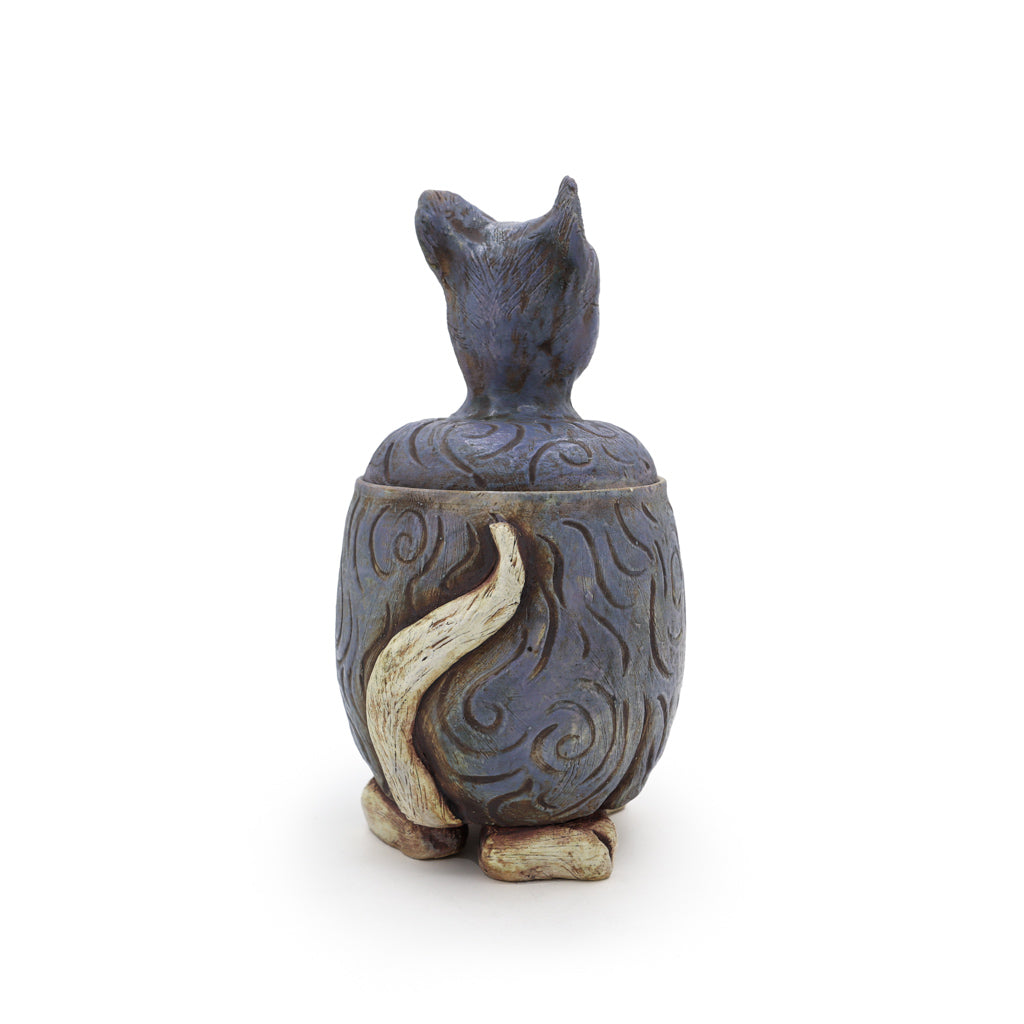 Handmade Ceramic Lavender Cat Jar