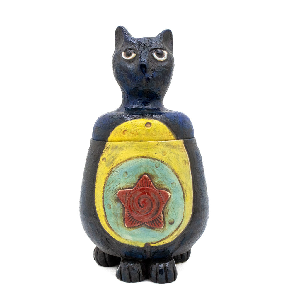 Deep Blue Cat -  Ceramic Jar