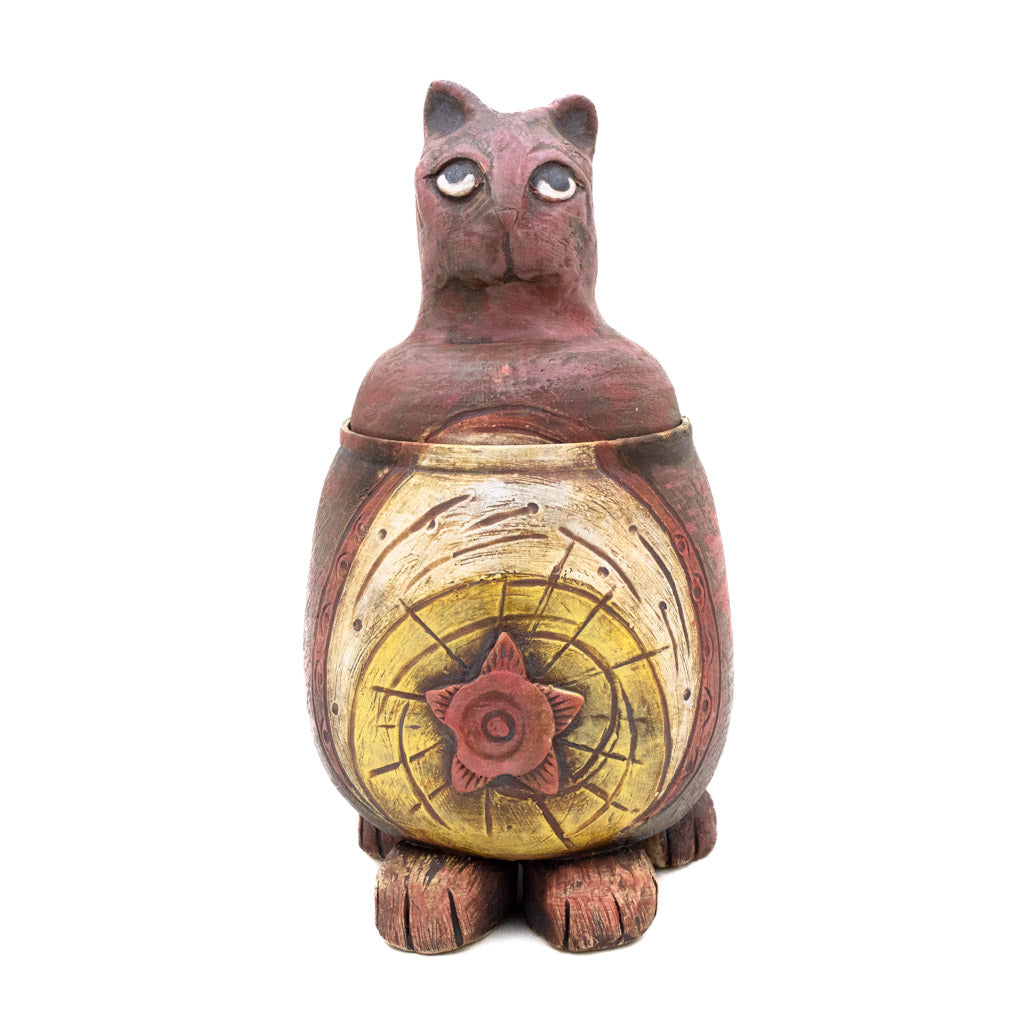 Vintage Red Cat -  Ceramic Jar