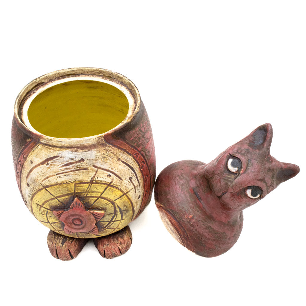 Vintage Red Cat -  Ceramic Jar