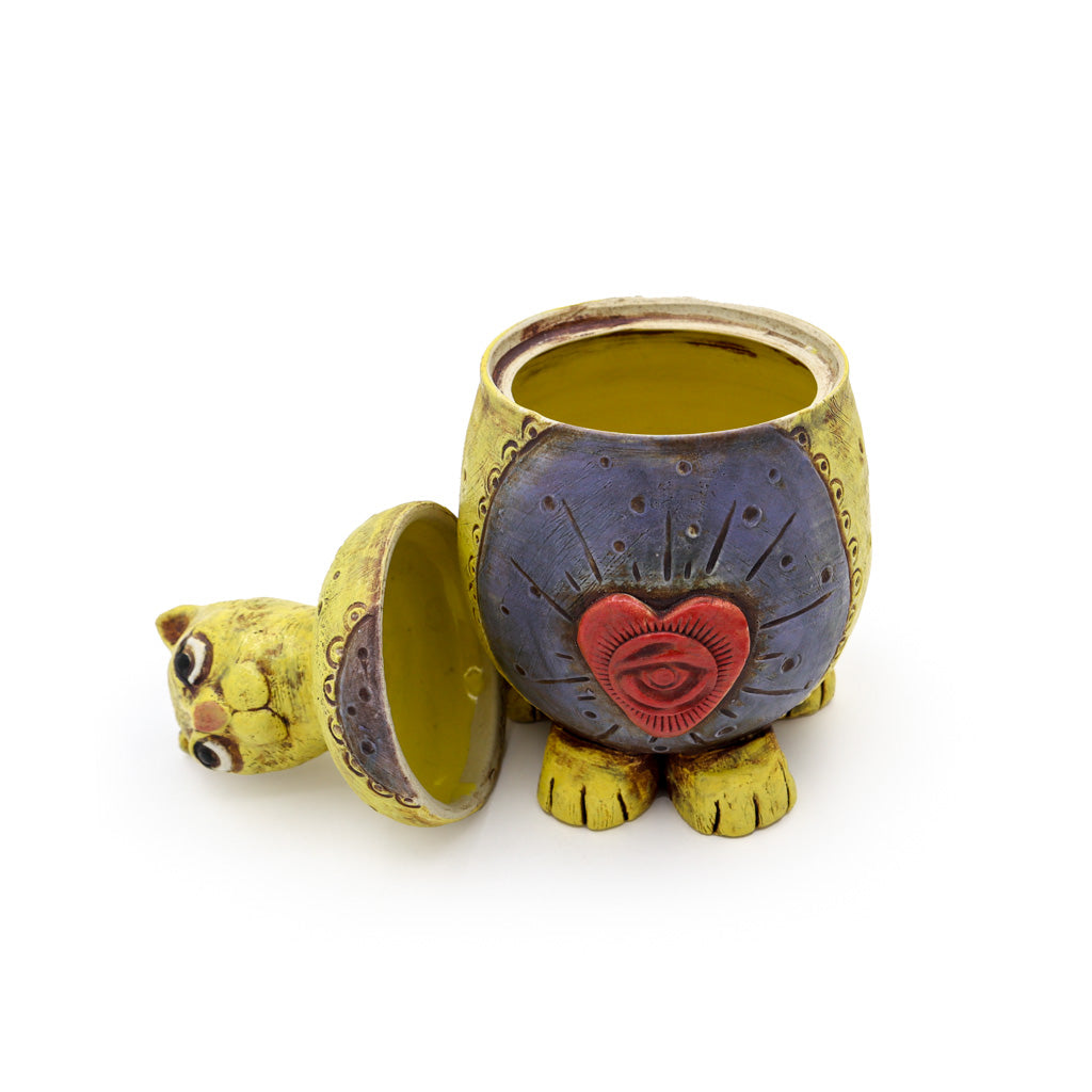 Handmade Ceramic Yellow Cat Jar