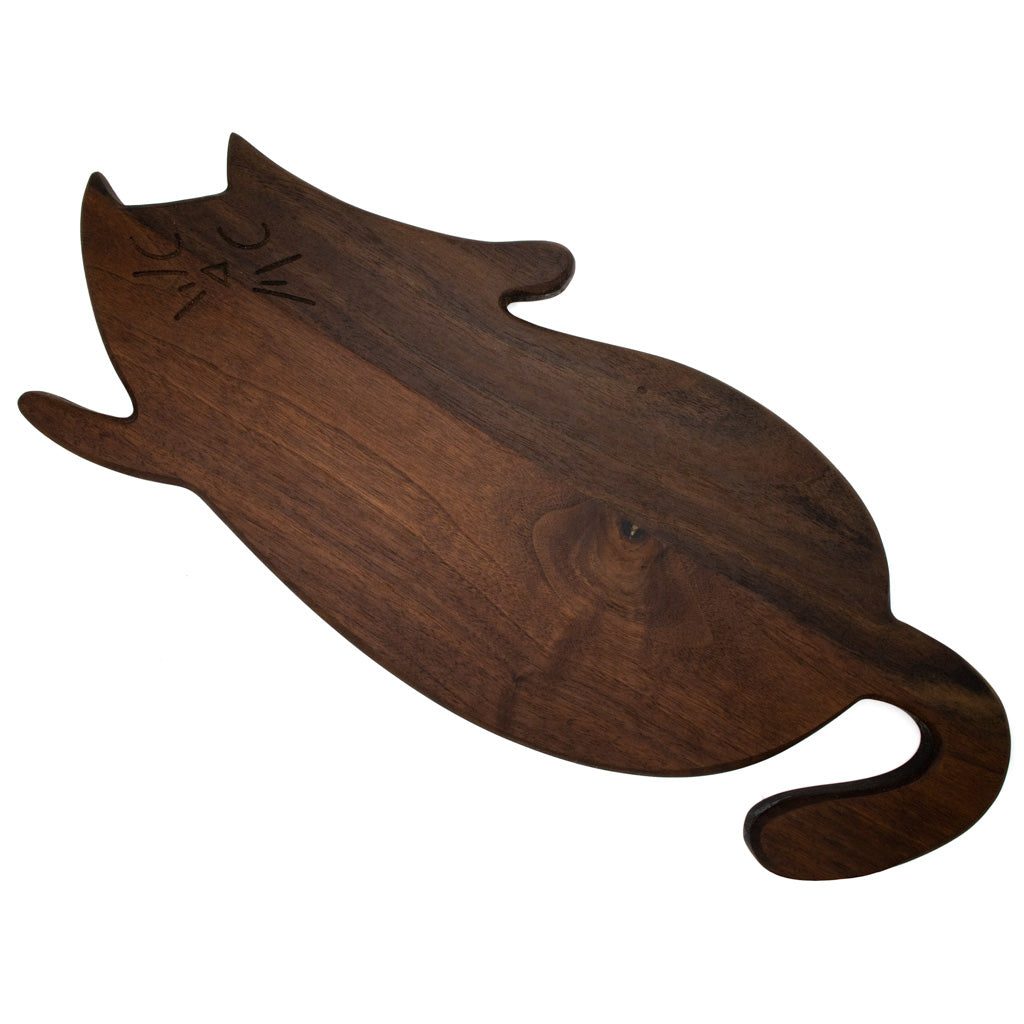Long Sleepy Cat - Walnut Cutting Board