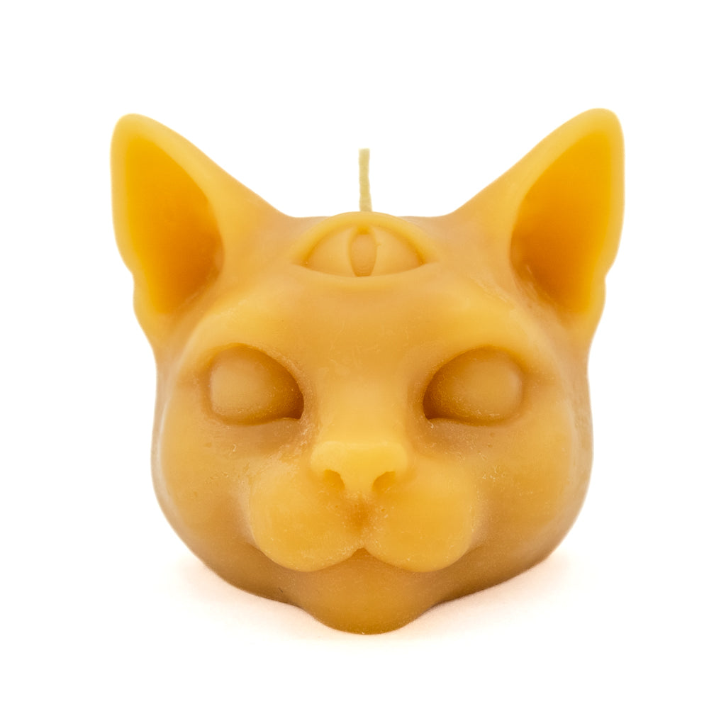 Three Eye Cat - Pure Beeswax Candle