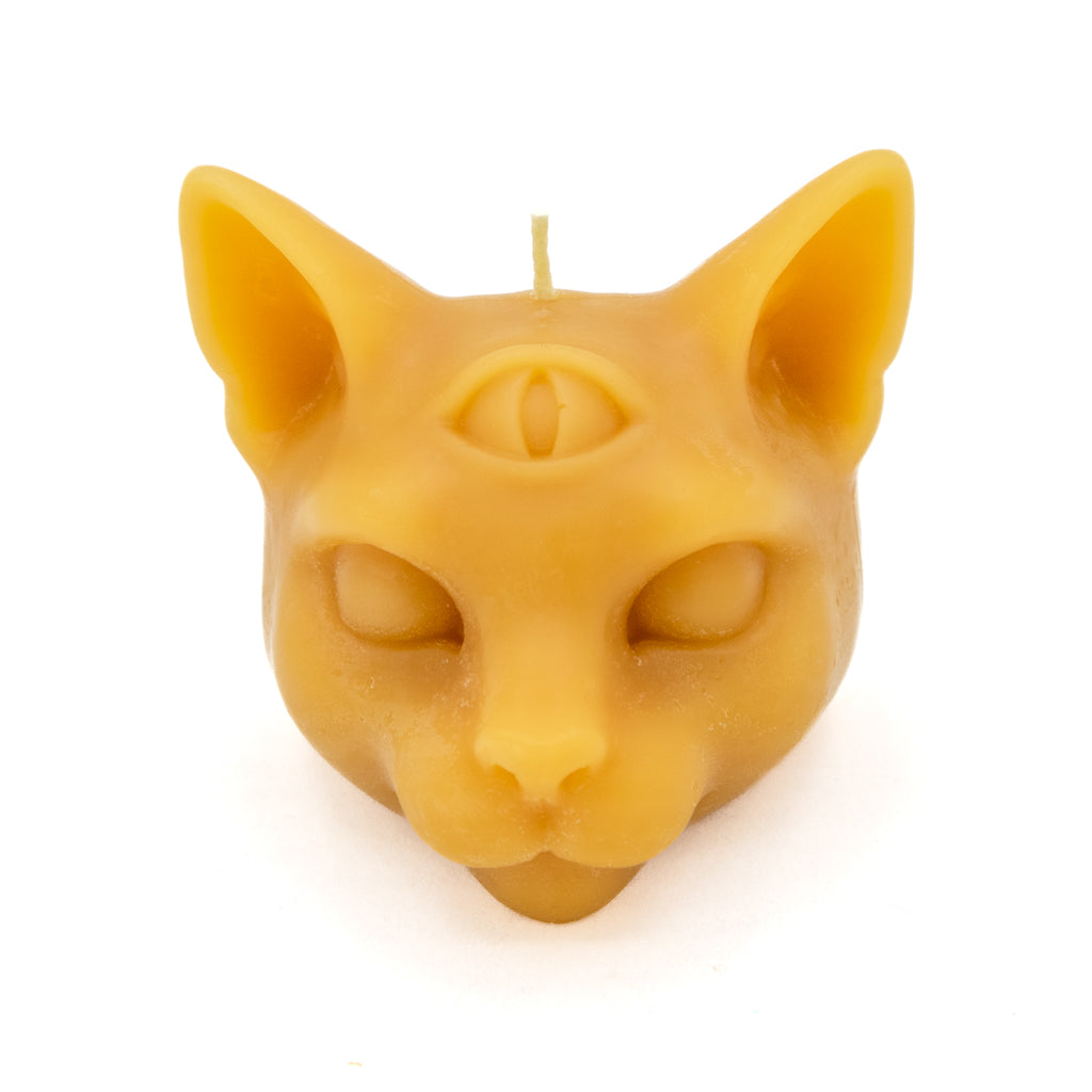 Three Eye Cat - Pure Beeswax Candle