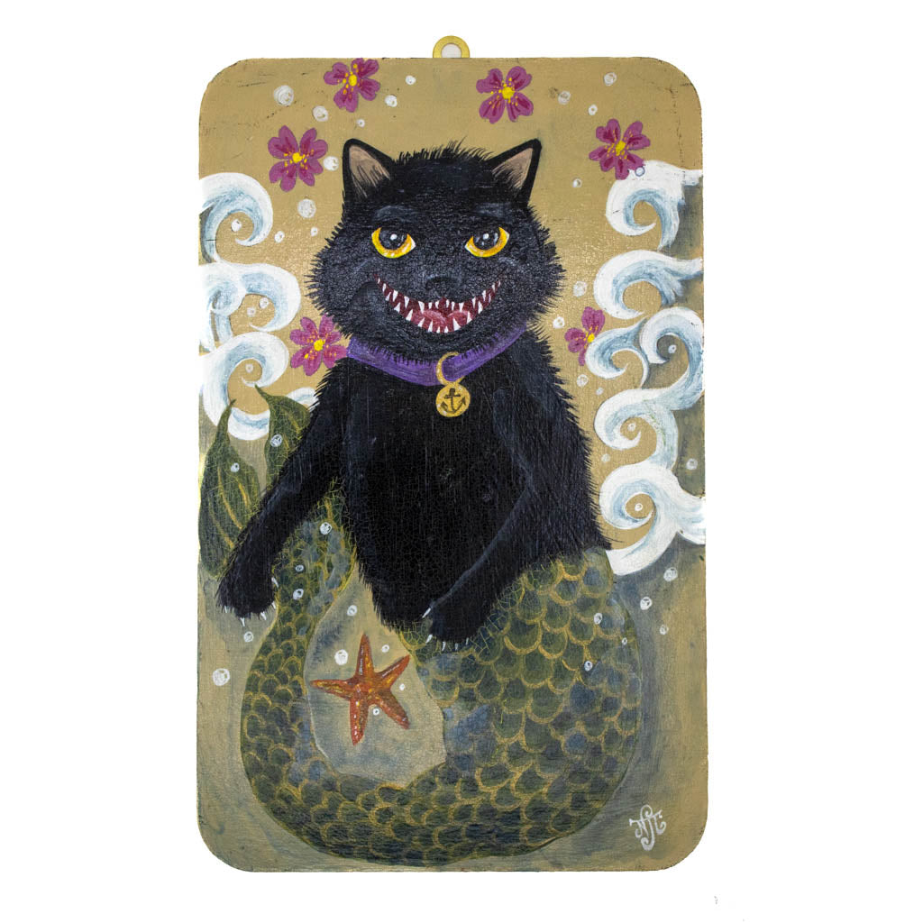 Laughing Black Mercat - Acrylic on Wood - 97