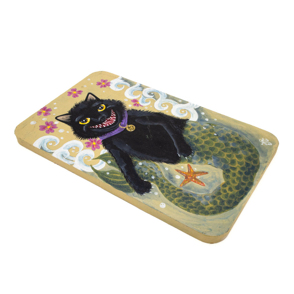 Laughing Black Mercat - Acrylic on Wood - 97