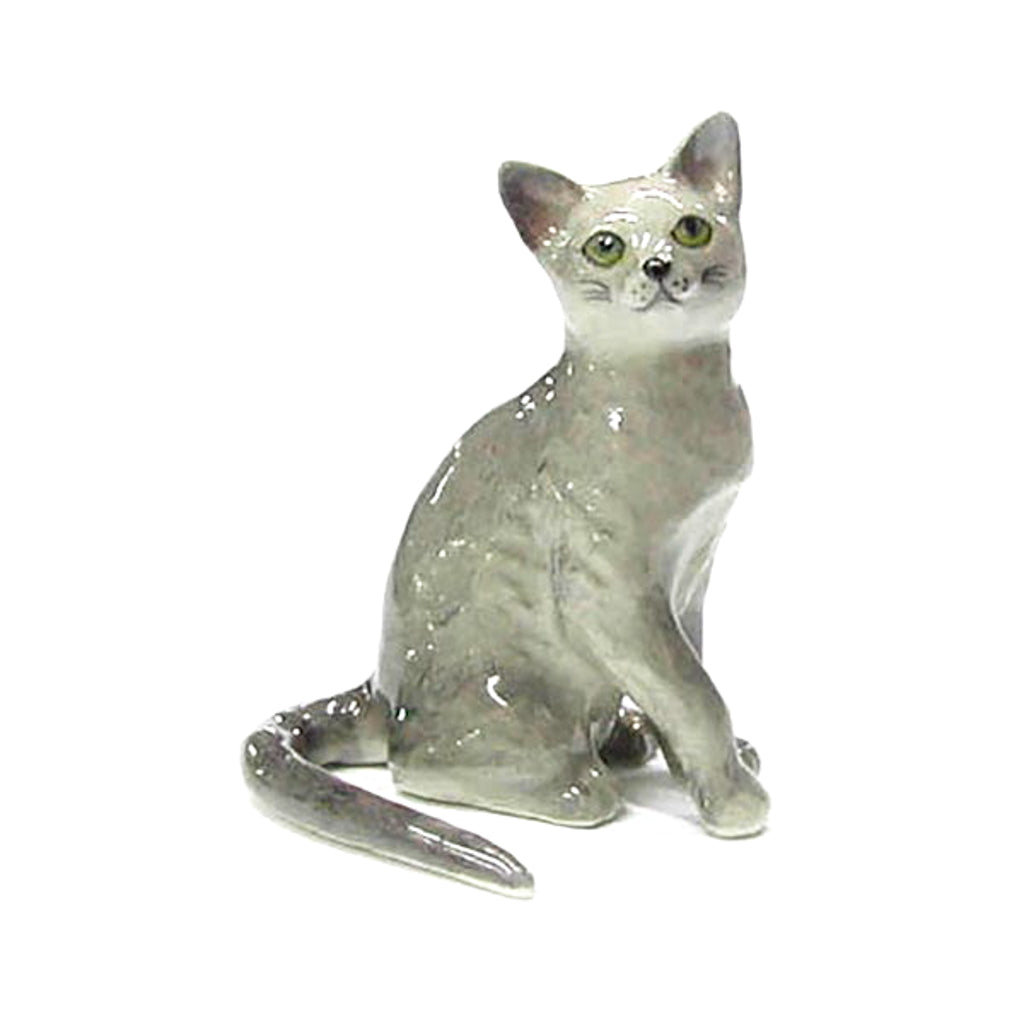 Russian Blue Cat - Porcelain Mini Figurine