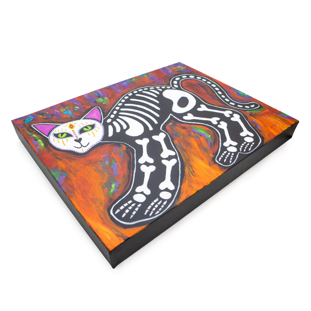 Stretching Day of the Dead Cat - Original Painting