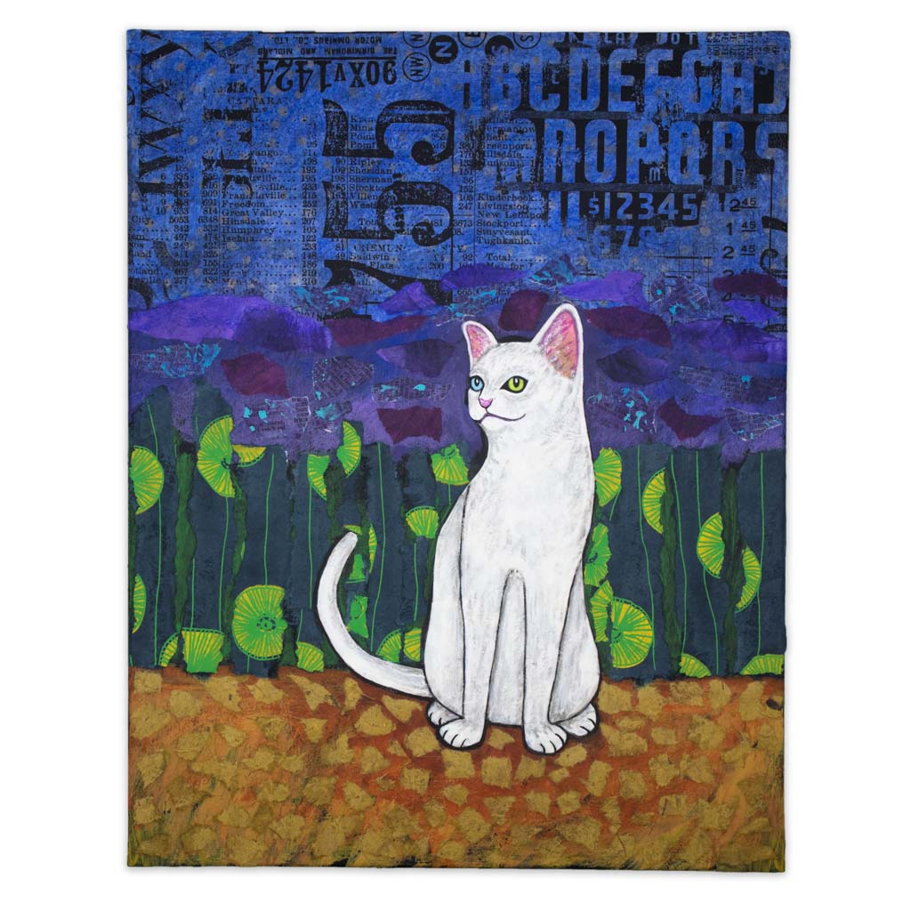 Odd Eyed White Kitty - Fine Art Collage