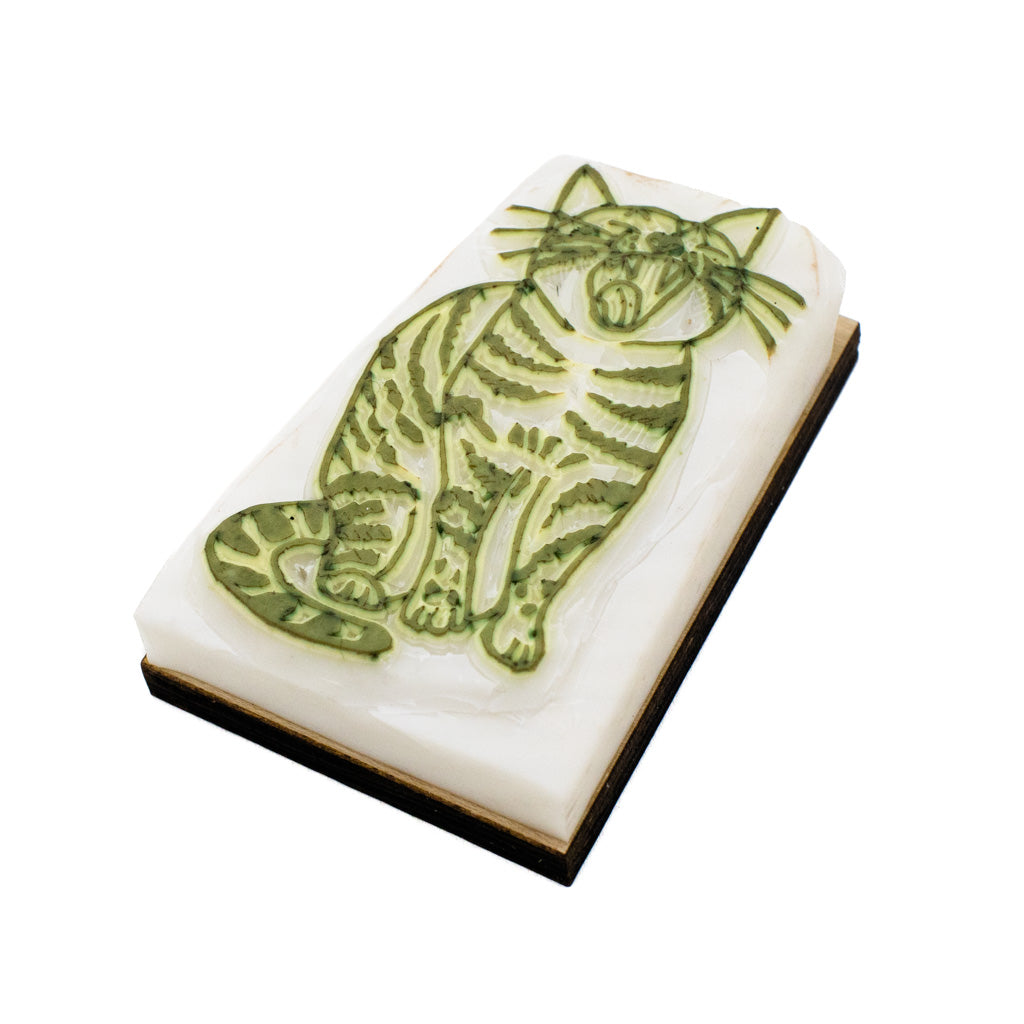 Tabby Cat Yawning - Rubber Stamp