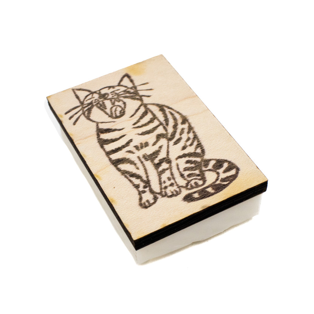 Tabby Cat Yawning - Rubber Stamp