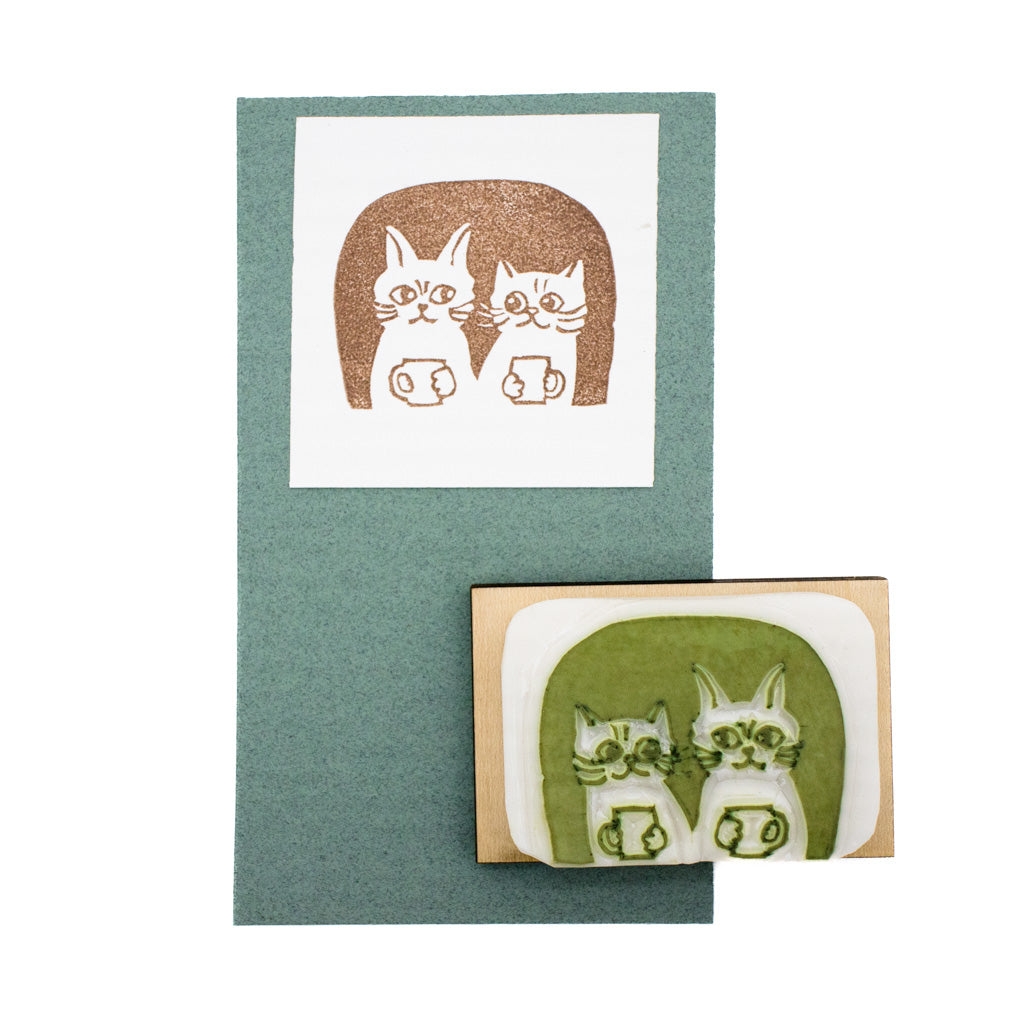Cats & Coffee - Rubber Stamp