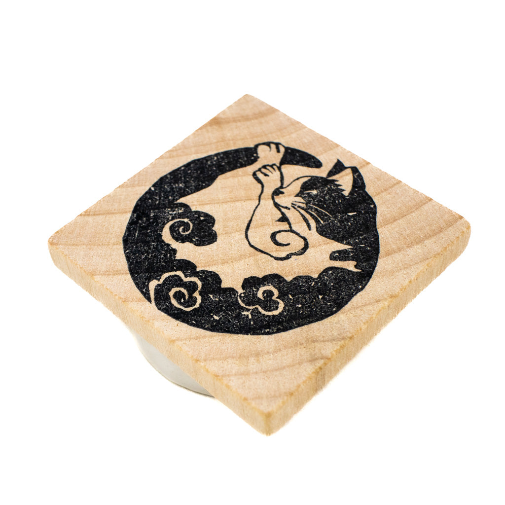 Curled-Up Tuxedo Cat - Rubber Stamp