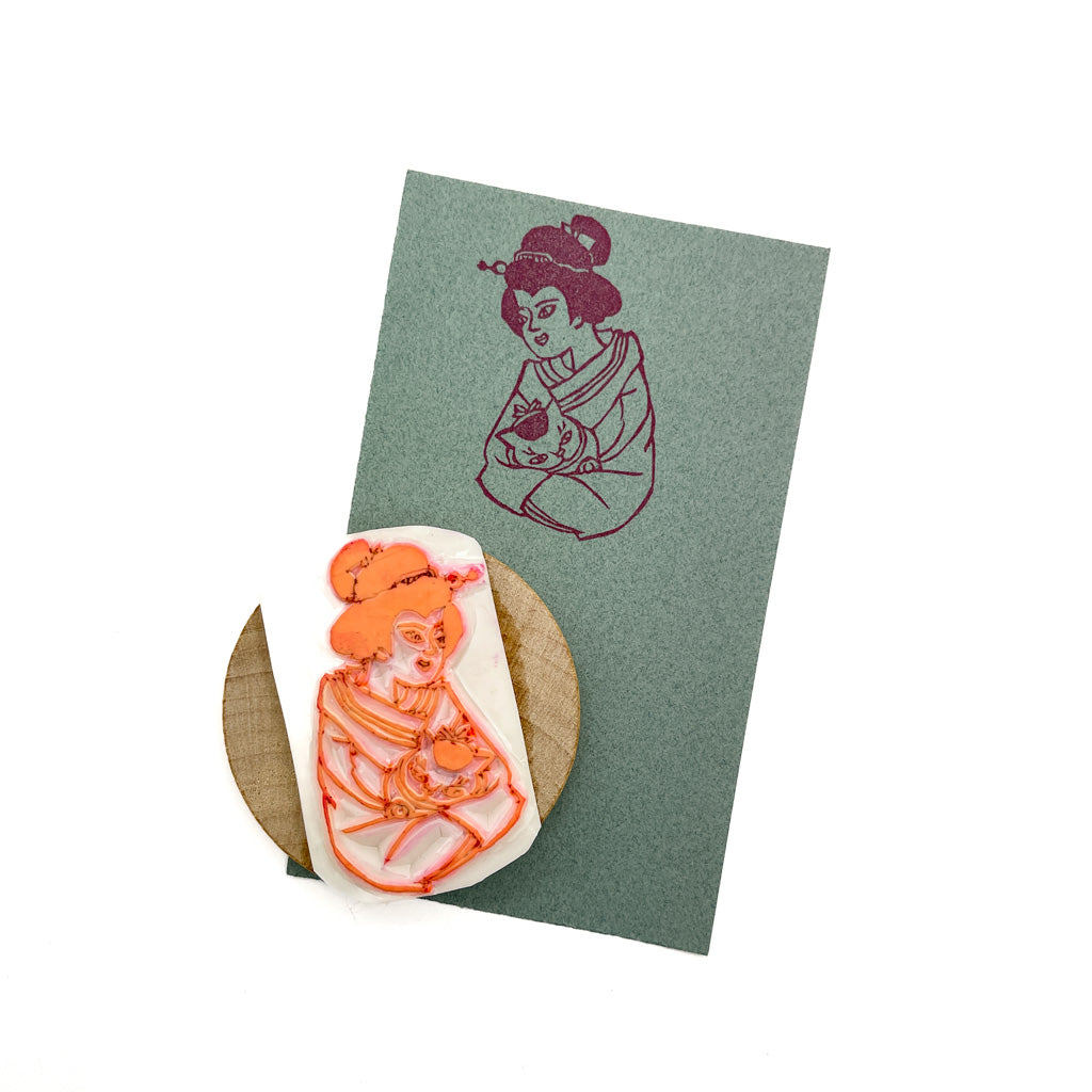 Geisha and Cat - Rubber Stamp - 21