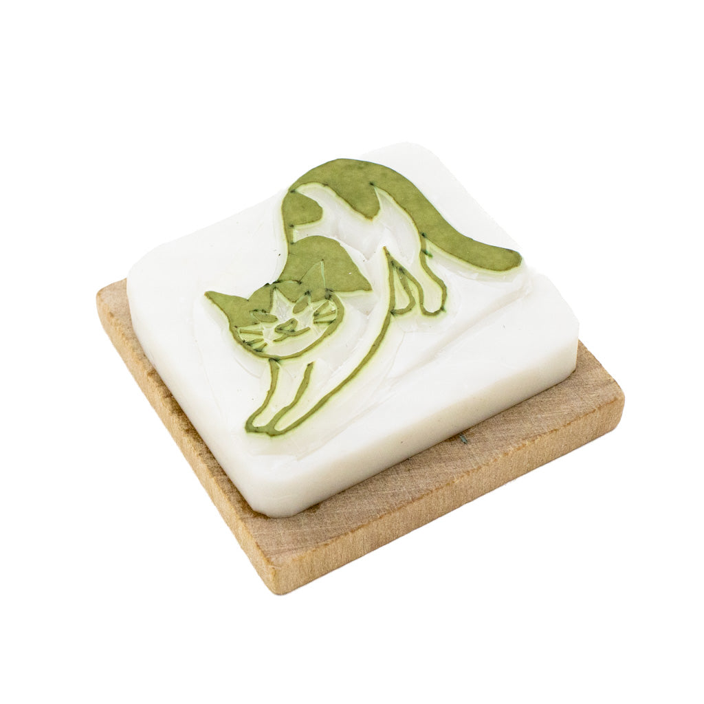 Stretching Cat - Rubber Stamp