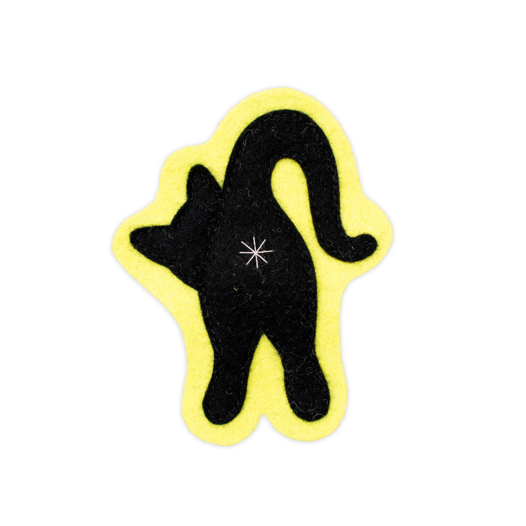 Lemon Black Cat Butt - Felt Magnet