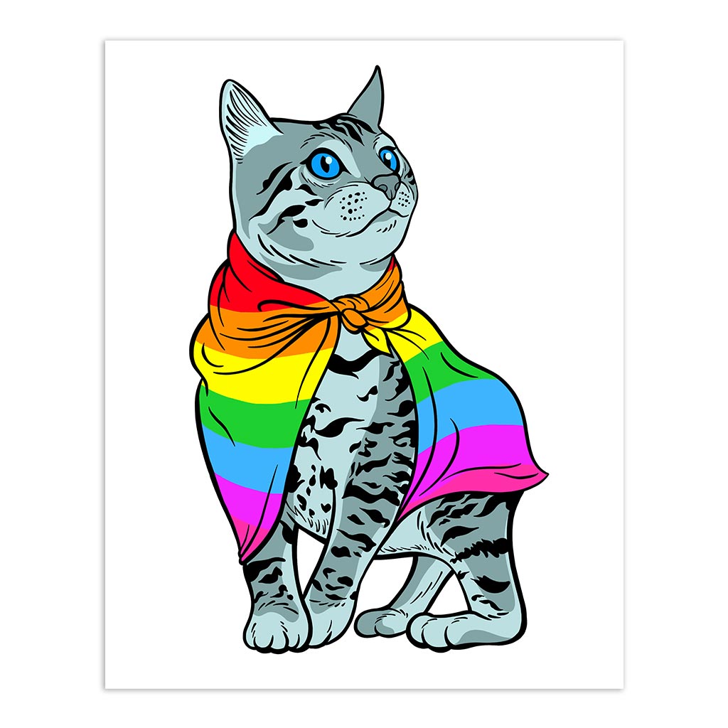 Rainbow Scarf Pride Kitty - Print