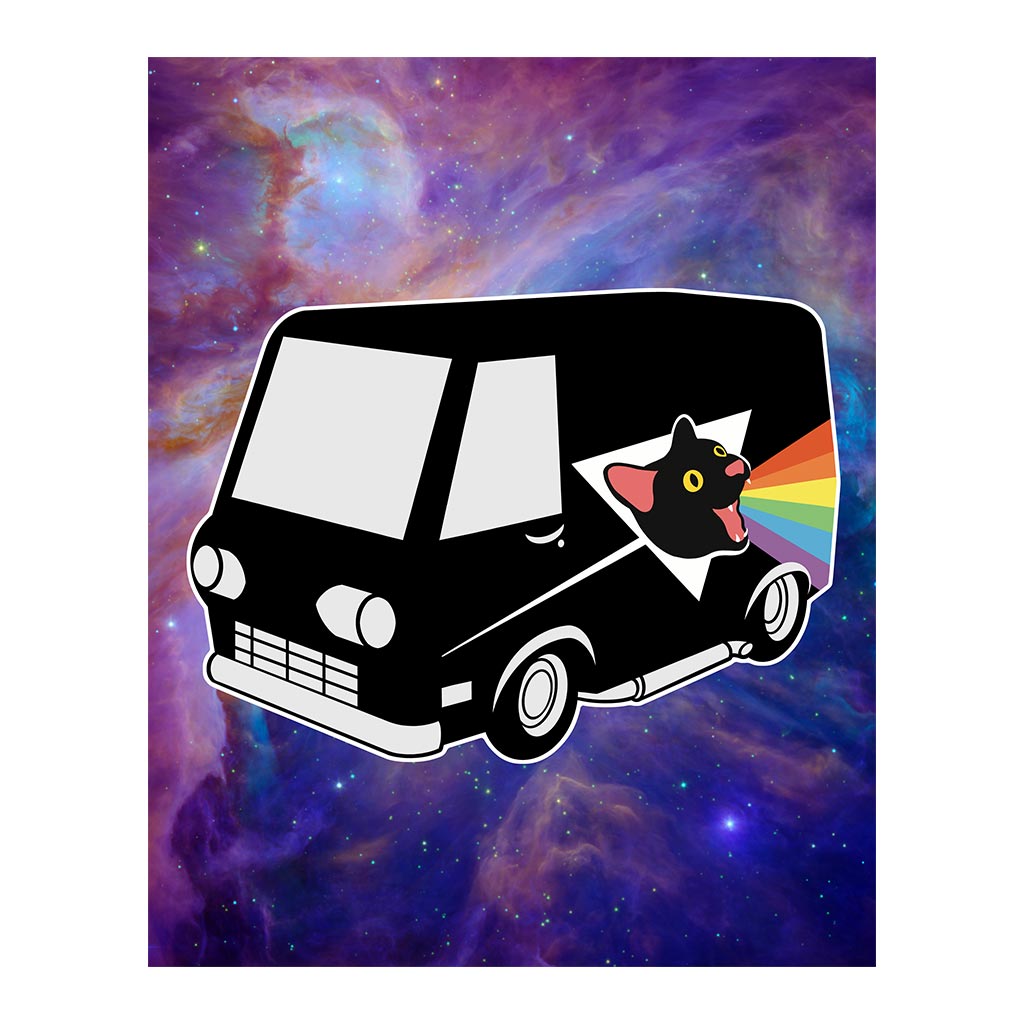 Rainbow Boogie Van Black Cat - Print