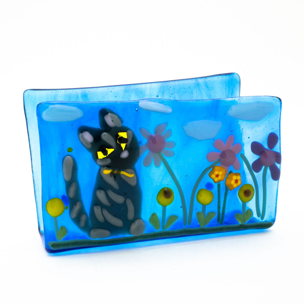 Grey Tabby Cat - Fuse Glass Card Holder