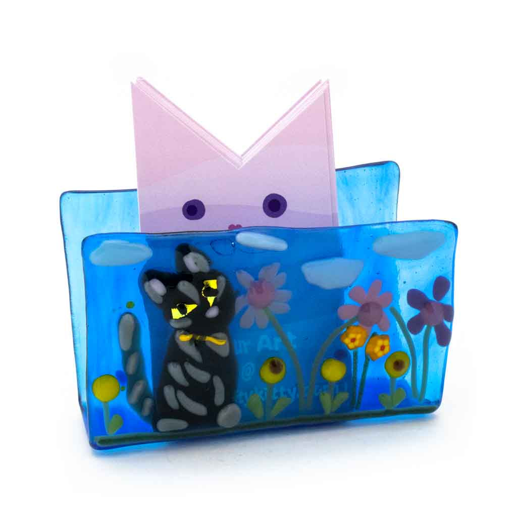 Grey Tabby Cat - Fuse Glass Card Holder