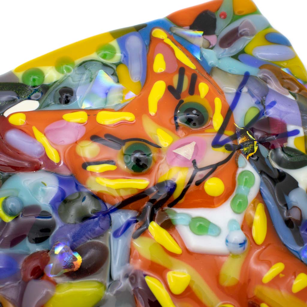 Flower Garden Tabby - Fuse glass art